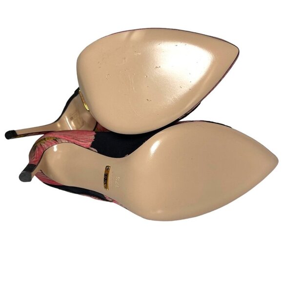 GUCCI Ophelia Embroidered Flower Heels Size 37.5 Cloth EUC Floral - Picture 8 of 12